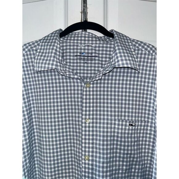 Vineyard Vines Men's XL gray and white  Check Long Sleeve Button-Up Shirt - Picture 1 of 6
